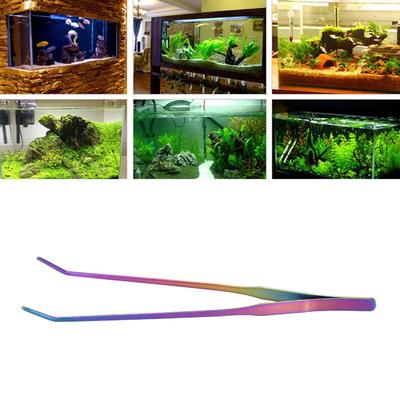 Pince d'Aquarium en Acier Inoxydable 27cm de Longueur Pinces Longues Pinces pour Plantes Design Courbé Arc-en-ciel Outils d'Aquascaping