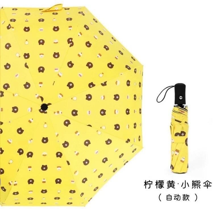 Cartoon brown bear automatic umbrella folding student weather and rain umbrella children vinyl sun umbrella manufacturers wholesale