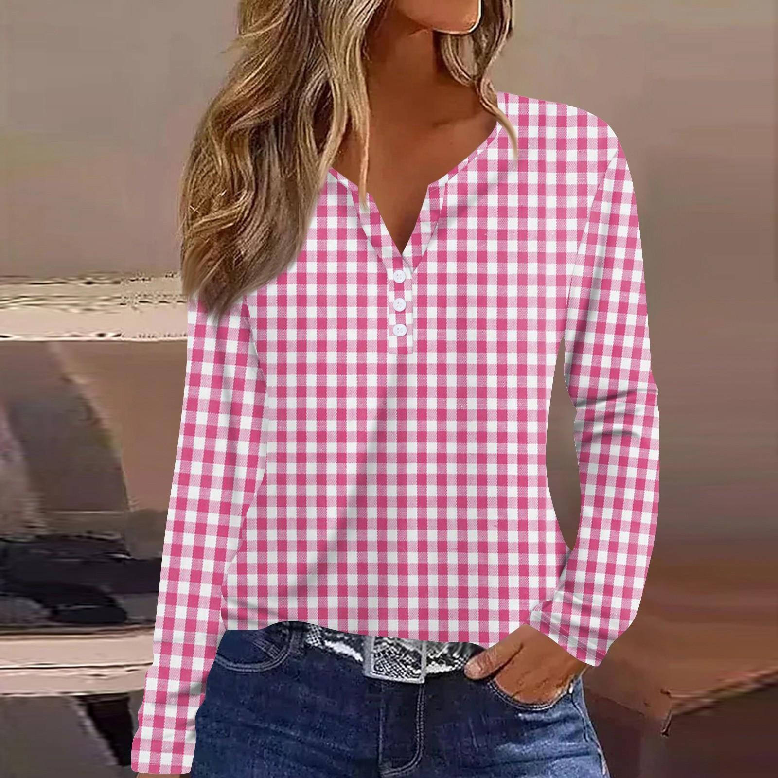 

Жен. Футболка Футболка на пуговицах с длинным рукавом Повседневные Выходные Мода Классический Топ с v-образным вырезом Обычный S