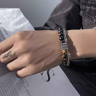 Beads Natural Black Obsidians Bracelets for Men Men Double Layered Bracelet Bracelets Bracelets Beads Ideas