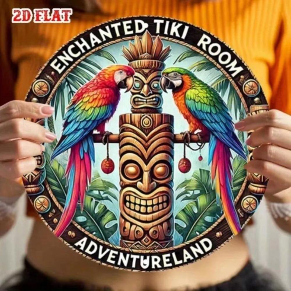 Metalowy Znak Tropicznego Papugi Tiki do Wystroju Kawiarni Baru Pokoju