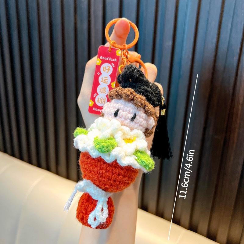 Crochet Doctor Hat Keychain Graduation Gifts Handmade Crochet Keychains Hook Woven Pendant for Backpack Bag Accessories