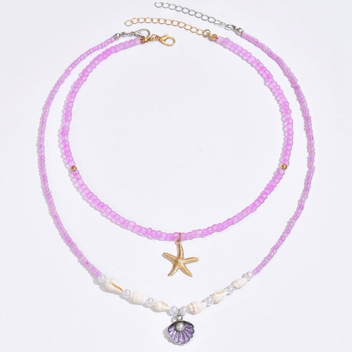 Seaside shell necklace set European and American bohemian accessories beach vacation beaded collarbone chain women