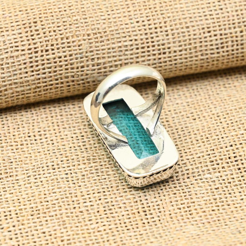 Wunderschöner handgefertigter Ring aus 925er Sterlingsilber mit blauem Topas-Edelstein als Hochzeitsgeschenk