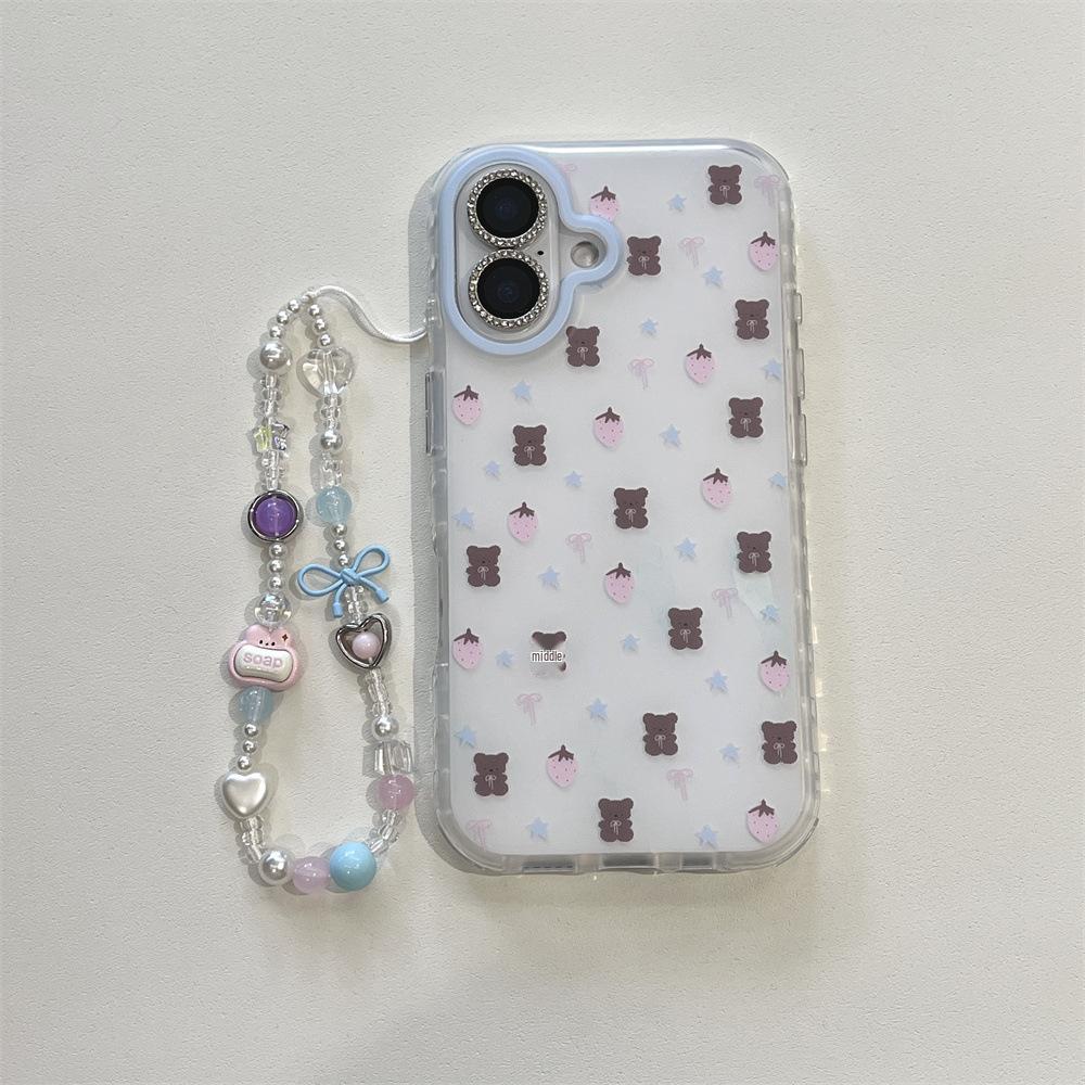 Cartoon Strawberry Bear iPhone 14/13 Case, Anti-fall, Compatible with Apple 17/16/15 PROMAX.