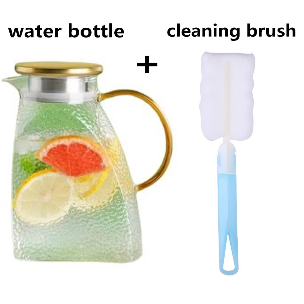 

Стеклянный кувшин для воды 1,8 л / 60 унций с ручкой и крышкой, кувшин для воды для холодильника для холодной и горячей воды, для холодного чая, сока, кофе, молока, напитков One Size зелёный