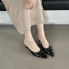 Fashion Butterfly-Knot Ladies Thin Heels Shoes Pointed Toe Pumps Slides Footwear Women Medium Heels Female Slippers Mules
