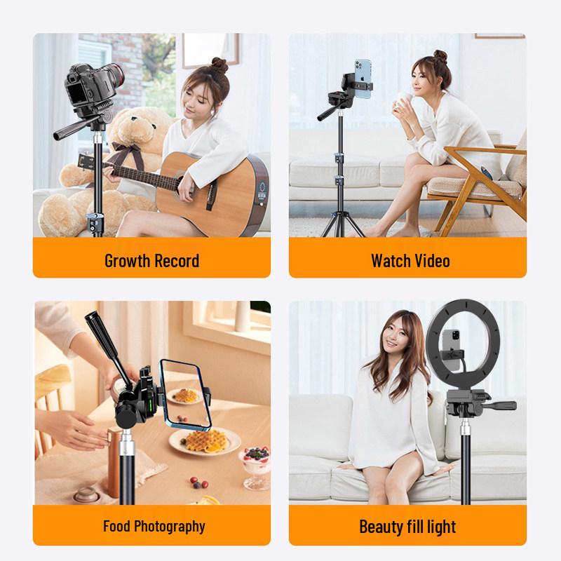 2025 Pro Live Streaming Stand: Dual Phone Tripod with Fill Light for Streamers & Vloggers