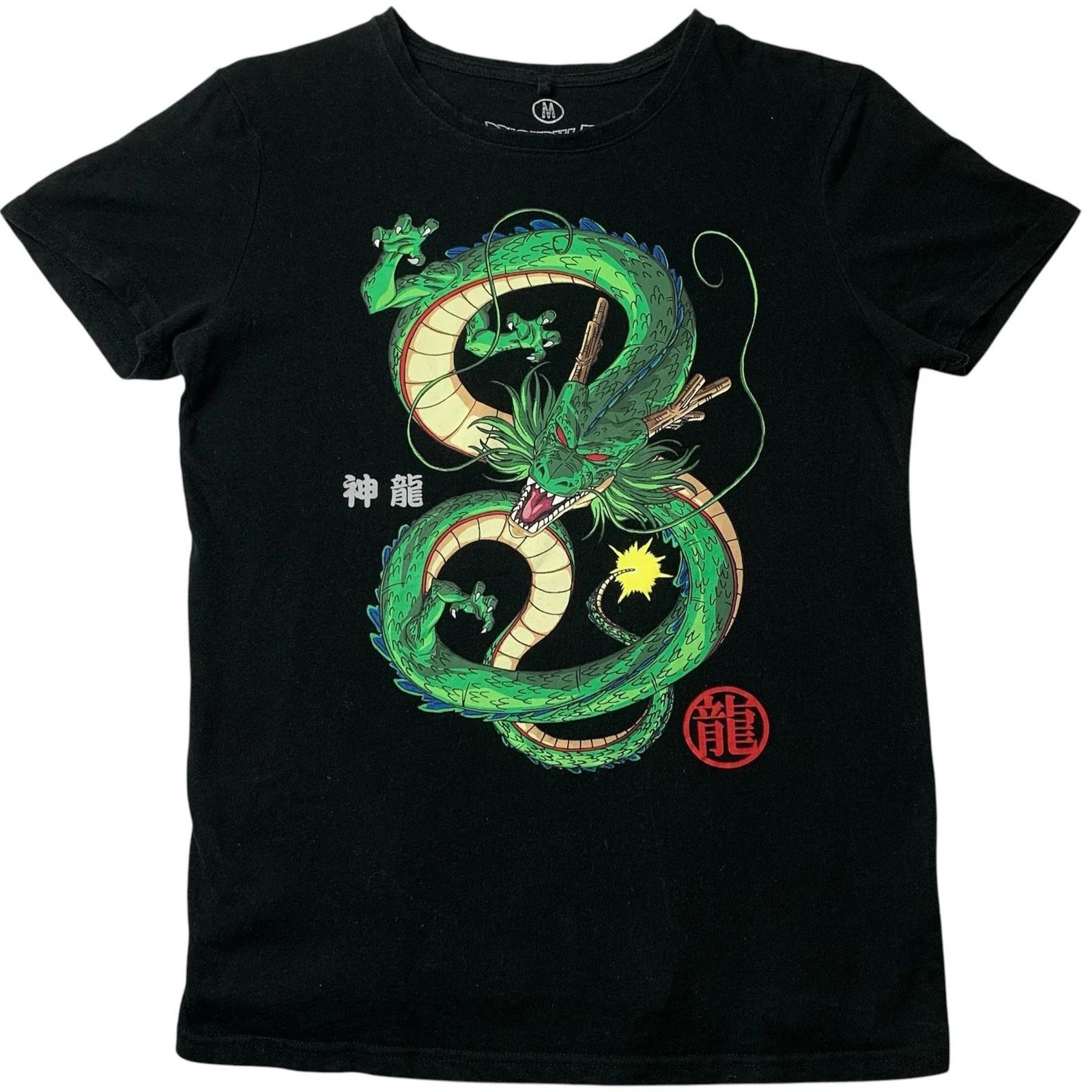 Dragon Ball Z Shenron 100% Cotton T-shirt Mens Tees Top Mens Size Medium Black Short Sleeve DBZ Official S
