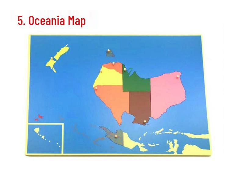 Montessori Beech Wood Map Puzzle & Flag Set for Classroom Display