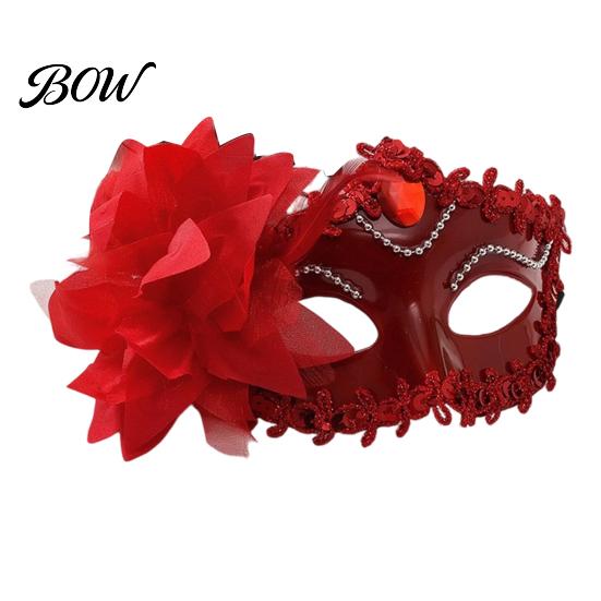 Venetian Style Mask Half Face Masquerade for Women, Mesh Flower Rhinestone Mask, Costumes Accessory Halloween Carnival Prom Ball Party Decorative