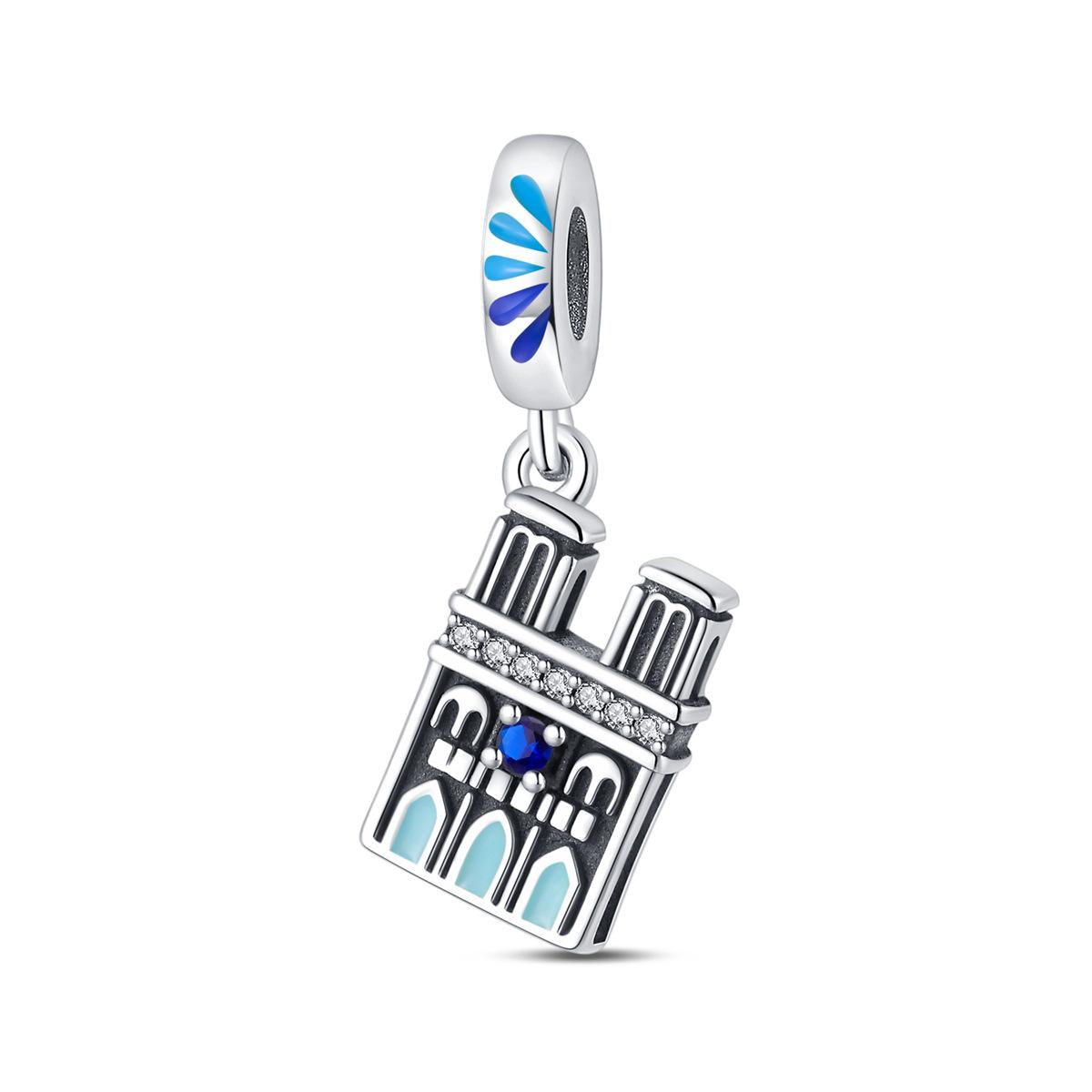Glowing Bead Bracelet With Notre Dame Cathedral Pendant Charm Jewelry
