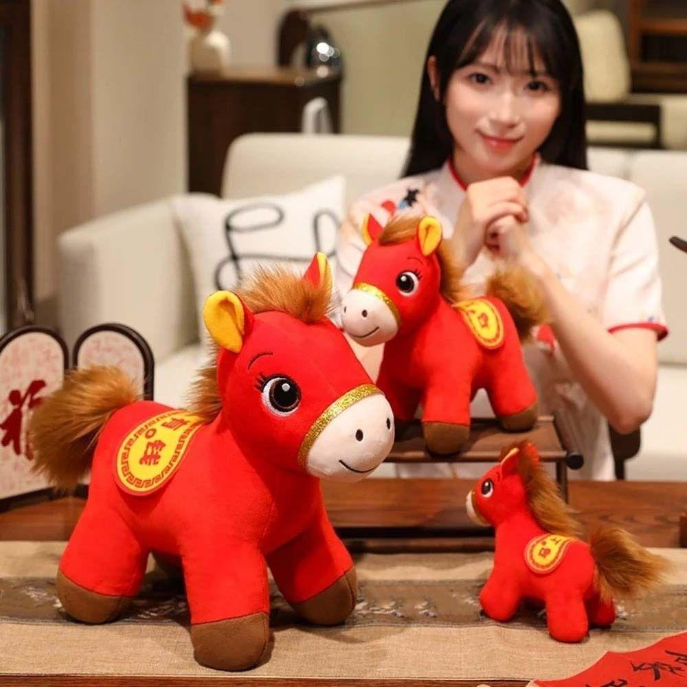 Plush Plush Pony Doll Stuffed Animal New Year Blessing Souvenir Plush Stuffed Animal Toy Gift