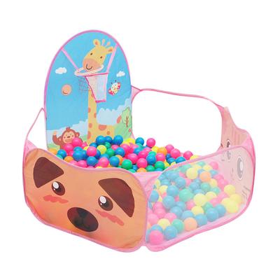 Kinder Bällebad Faltbares Cartoon Giraffe Baby Spielpool Zelt mit Basketballkorb für Mädchen Jungen Rosa