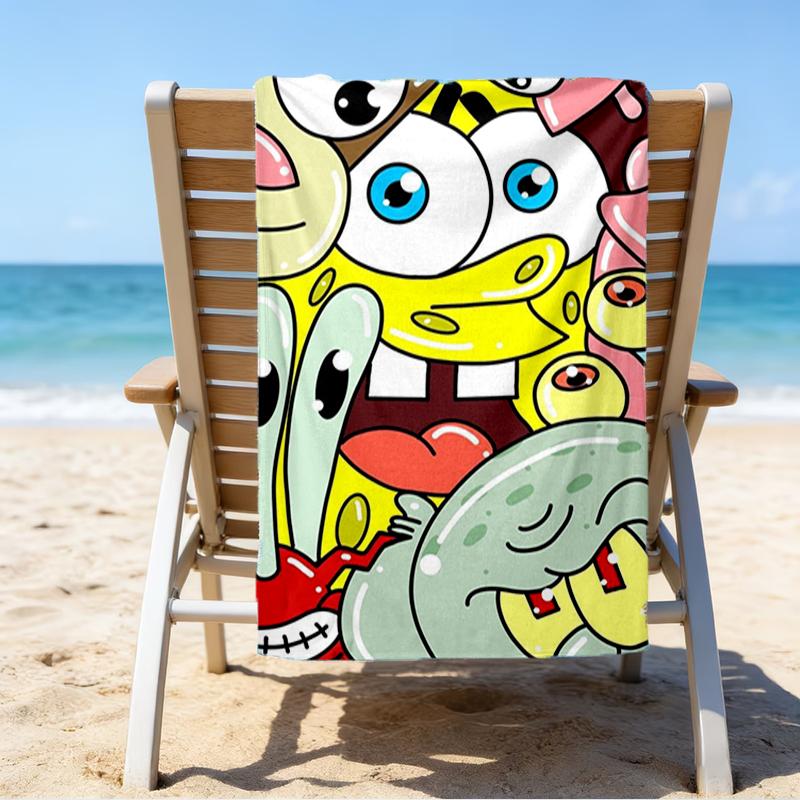 Ultra-Soft Beach Towel with SpongeBob SquarePants Theme,Ideal for Pool - Camping, Diving - Perfect Travel Essential, Vibrant Beach Towel.