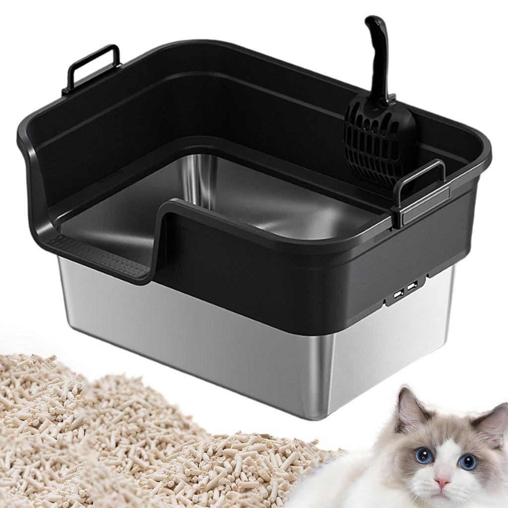 Large Cat Litter Box for Indoor Cats and Kittens, Easy To Clean, High Sides,