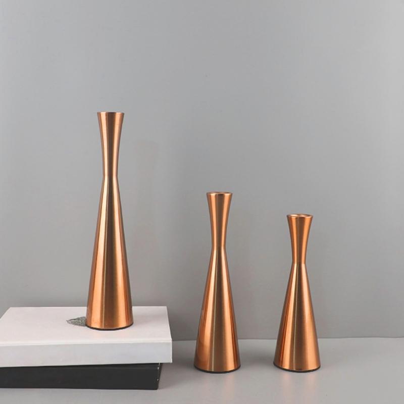 Modern Candle Stands 3 Piece Decorative Taper Candlestick Metal Candleholders For Table Centerpieces Or Patios Decors