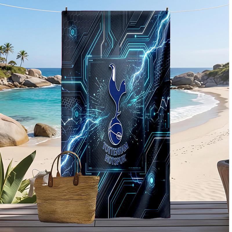 Toalla de Playa Impresa Tottenham Hotspur Secado Rápido Suave Portátil Manta de Playa Rectangular Grande para Viajes Piscina
