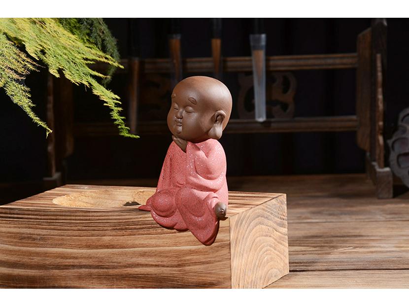 Zen Novice Monk Zisha Ceramic Figurine - Creative Home Tea Pet Ornament