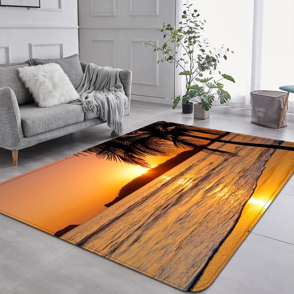 Beach Wave Seaside Pattern Carpet Soft Living Room Decor Rug Floor Mat for Bedroom Sofa Area Balcony Lounge Kitchen