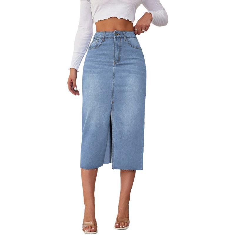 Gonna Lunga di Jeans Retro Americana Spaccata per Donna (Collezione 2025)