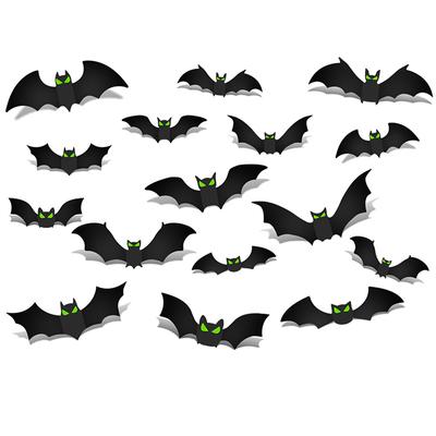 96 ks samolepek s netopýry, 3D halloweenské dekorace s netopýry, svítící oči, 96 kusů strašidelných netopýrů, nástěnná dekorace do koupelny, kuchyně, domova