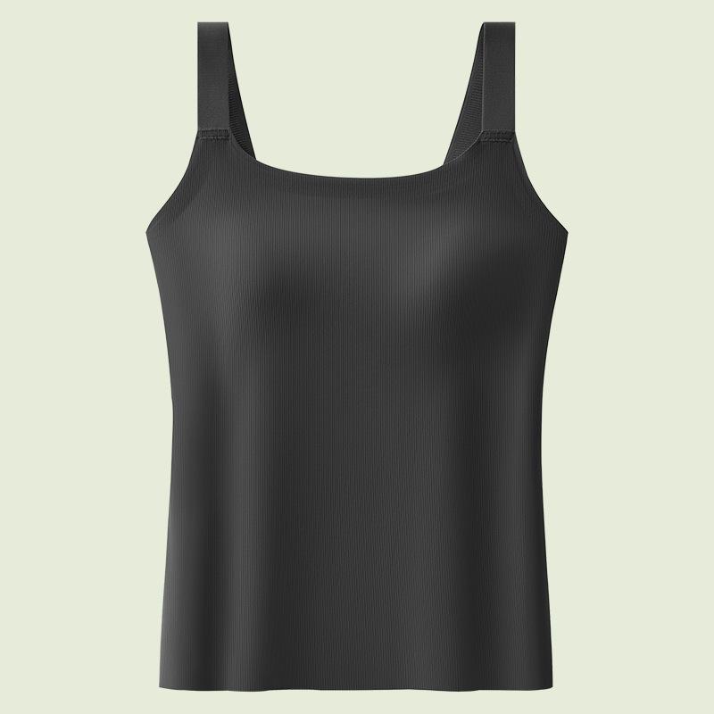

Женская однотонная майка-топ на бретелях - без бюстгальтера, со встроенными нагрудными вкладышами, коллекция весна/лето 2025 XXL (fits 130-145 lbs) чёрный