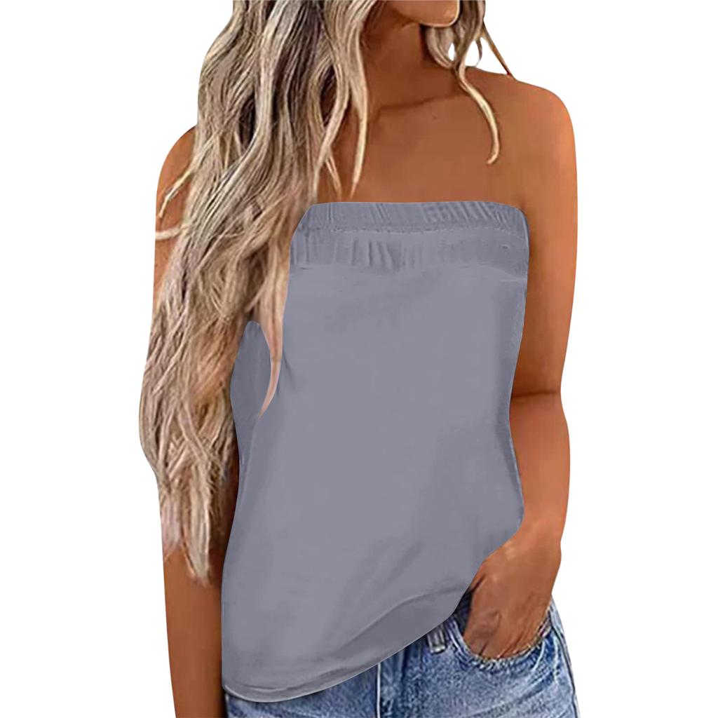 Women’s Bandeau Top Strapless Top Tube Top Boobtube Tops Women Backless Top Crop Top Y2K Clothes for Summer Going Out Tops for Women UK