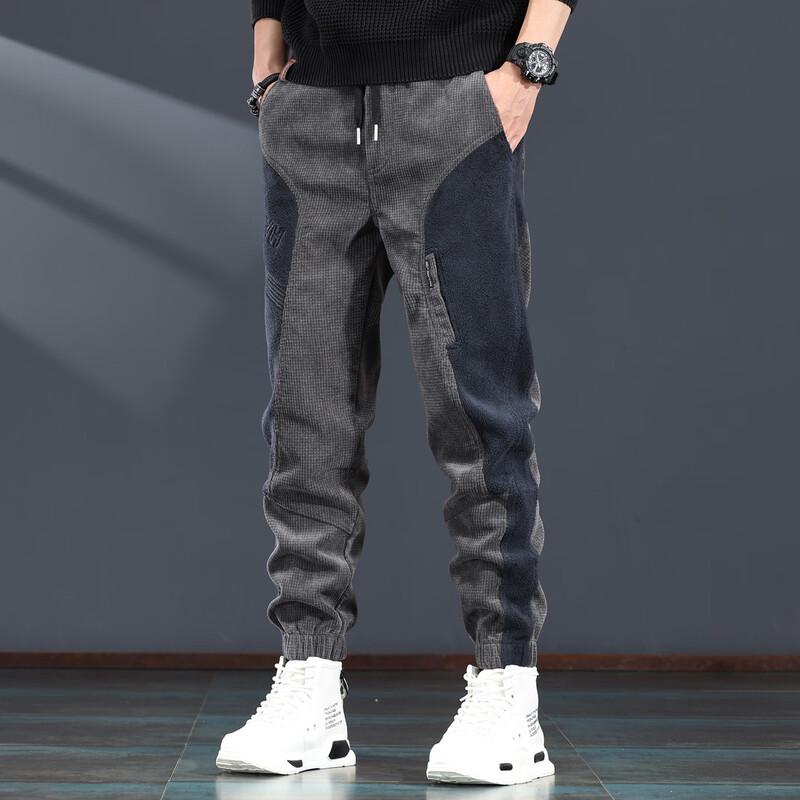 Men's Loose Fit Elastic Waist Corduroy-Style Jogger Pants