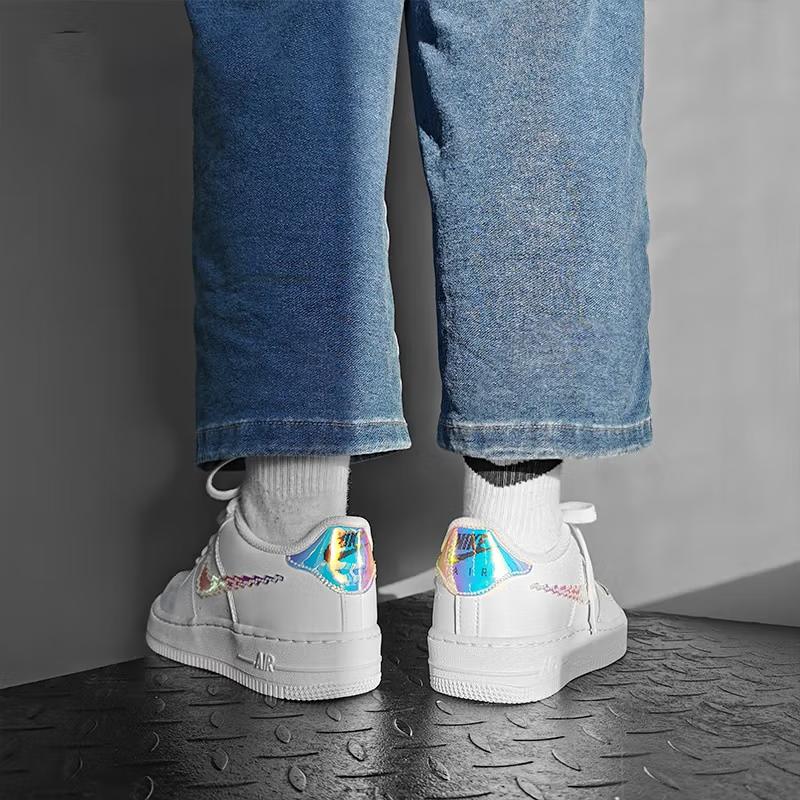 Nike Air Force 1 LV8 GS Digital Swoosh Barnesko Hvit Flerfarget Svart CW1577-100
