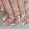 24pcs Acrylic False Nail With Short Shape And Glitters Finish Press on Nail For Fashionable Women Nail Decoration