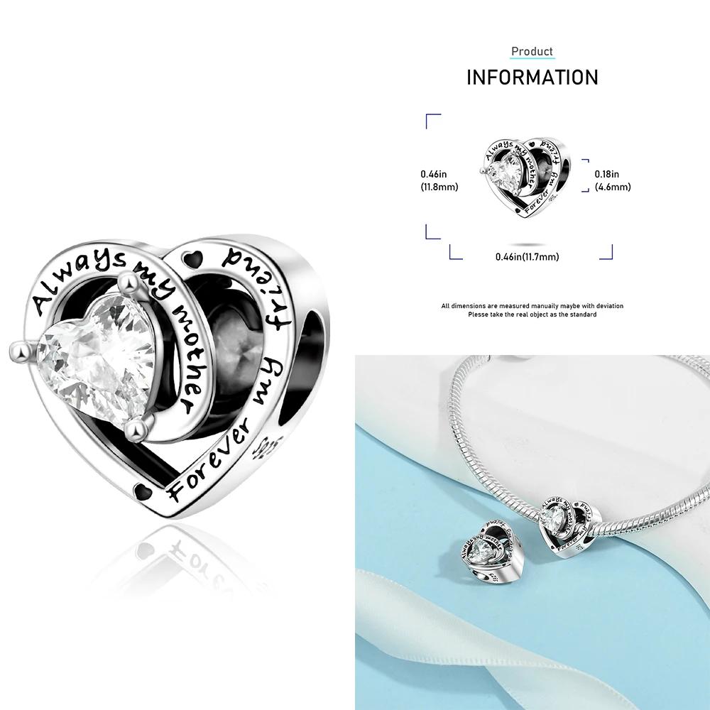 Copper 12 Months Birthstone Heart-Shaped Beads Charms Fit Original Bracelet Charm Beads Necklace Diy Female Jewelry