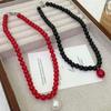 Exaggerated Round Bead Heart Pendant Necklace For Women Handmade Adjustable Chain Choker Party Jewelry Gift Collar