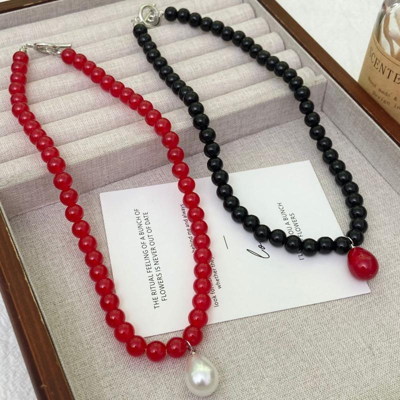 Exaggerated Round Bead Heart Pendant Necklace For Women Handmade Adjustable Chain Choker Party Jewelry Gift Collar