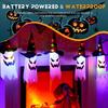 Halloween Decorations Outdoor 5 Consecutive Hanging Halloween Lighted Glowing Ghost Witch Hat with LED String Lights for Party Garden