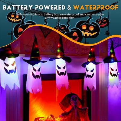 Décorations d'Halloween Extérieur 5 Guirlandes Lumineuses Suspendues d'Halloween avec LED pour Fête Jardin