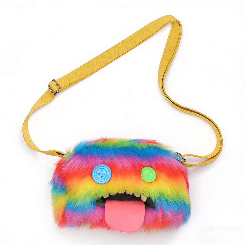 Fluffy Crossbody Bag Wide Eyed Weirdo Screech Dolls Ugly Tooth Monster Plush Toys Big Head Furry Backpack Gifts