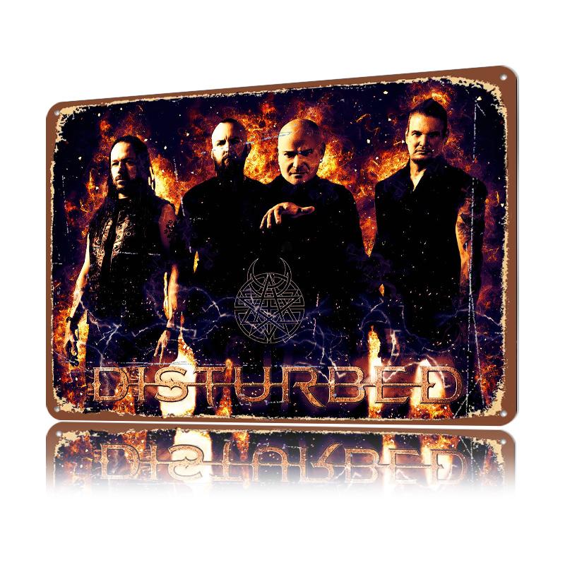 Disturbed Band Rock D Texture Metal Poster Customized Wall Art Tin Sign Gift for Mancave Bar Accessories Desk Decor Room House