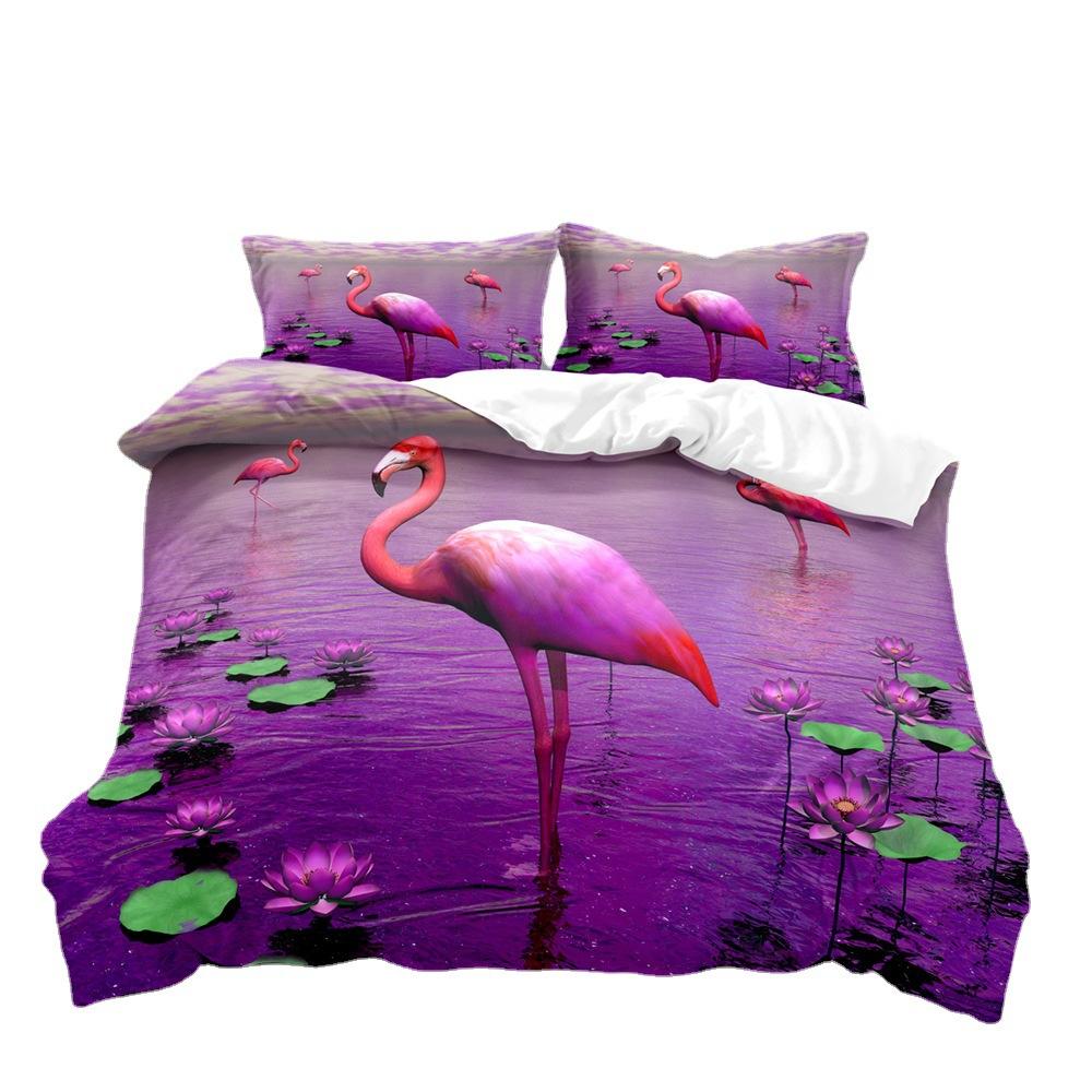 Bird Game Digital Printing Quilt Cover Three-Piece Set