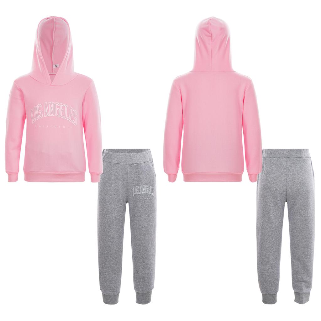 Costume de Sport pour enfants, garçons et filles, lettre imprimée, survêtement, pull à manches longues, sweat-shirt à capuche et pantalon, ensemble deux pièces