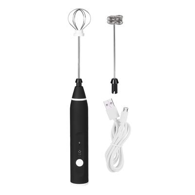 Batedor de ovos elétrico automático, batedor de leite, liquidificador com 3 velocidades ajustáveis e carregamento USB, preto