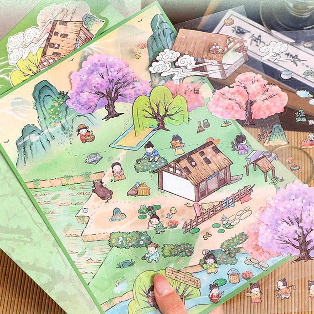 DIY Landscape Stickers 3D Visual Stacking Sticker Cartoon Miniature Scene 3D Stickers
