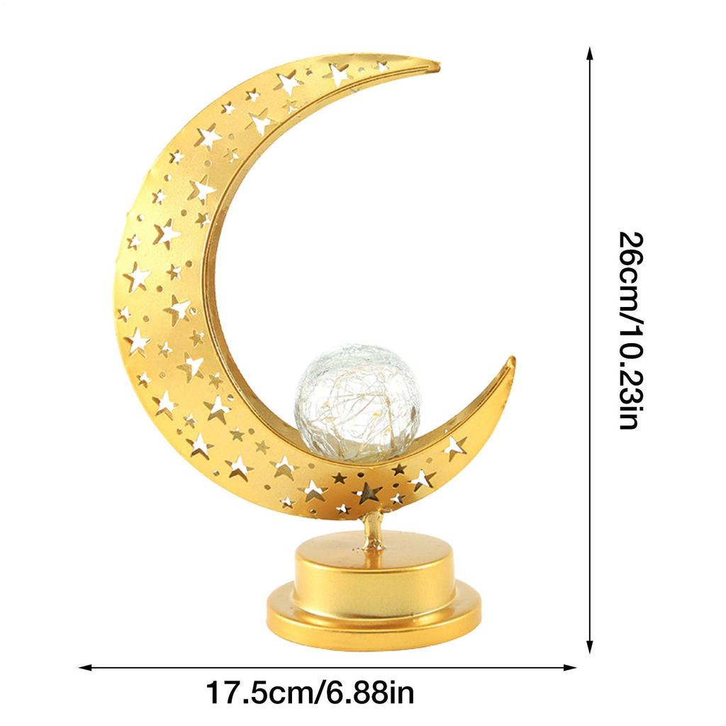 Eid Night Light LED Muslim Ramadan Festival Lantern Moon Castle Iron Decoration Table Lamp Night Light Art Golden Eid Crafts