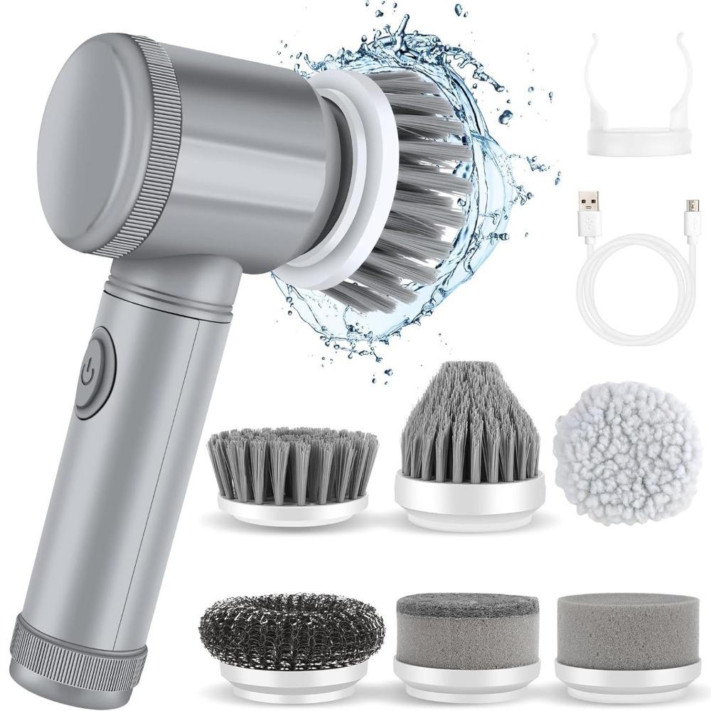 

Power Clean Spin Scrubber Cordless Kitchen Cleaner Useful Cleaning Brush 6 Heads Only