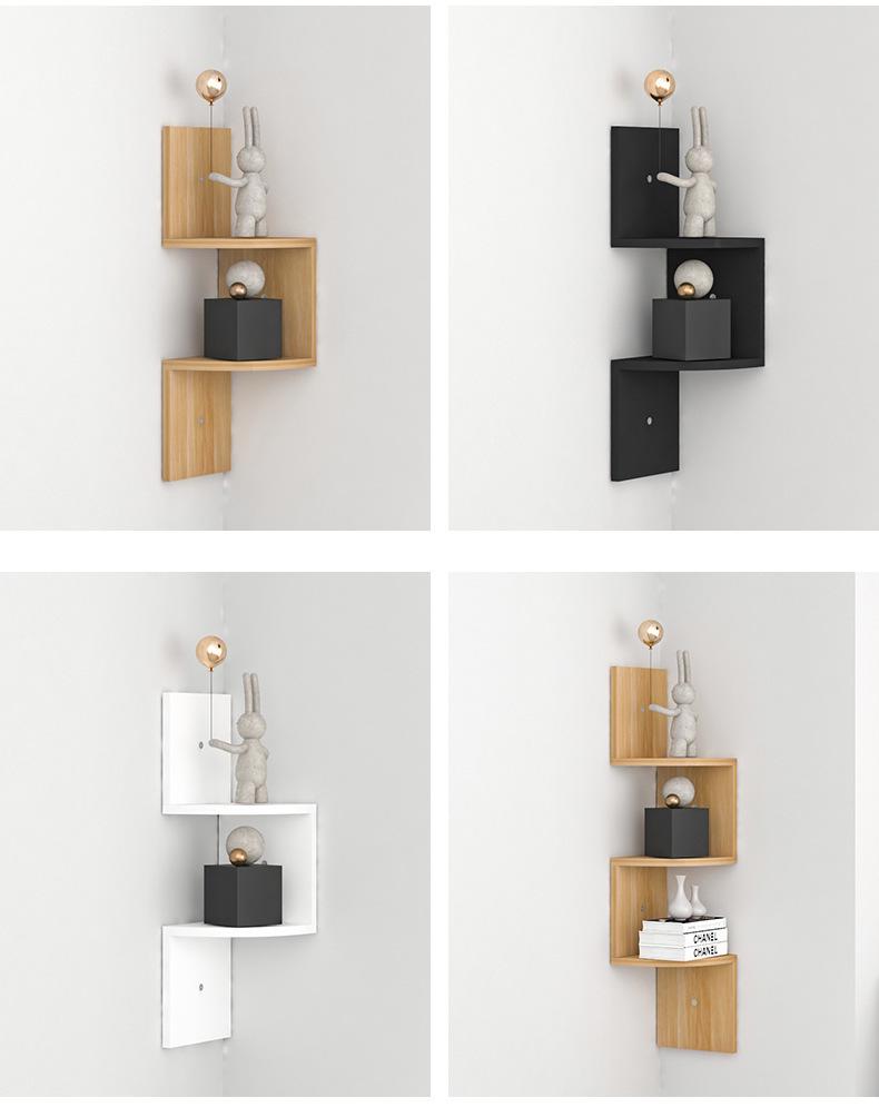 Punch-Free Corner Wall Shelf - Triangular Kitchen Bookshelf & Cabinet