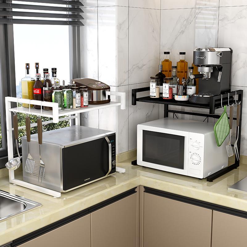 Retractable Multi-layer Kitchen Storage Rack for Microwave and Rice Cooker