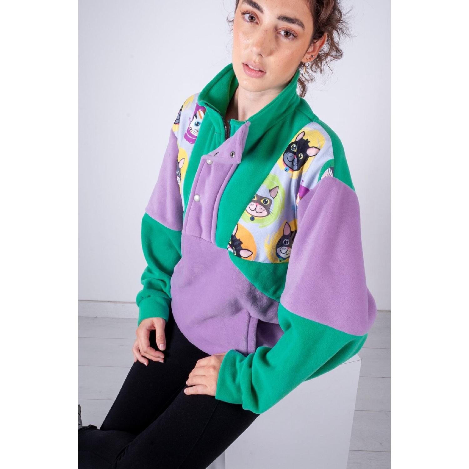 

Women s Men s Green Lilac Half Zipper Fleece S