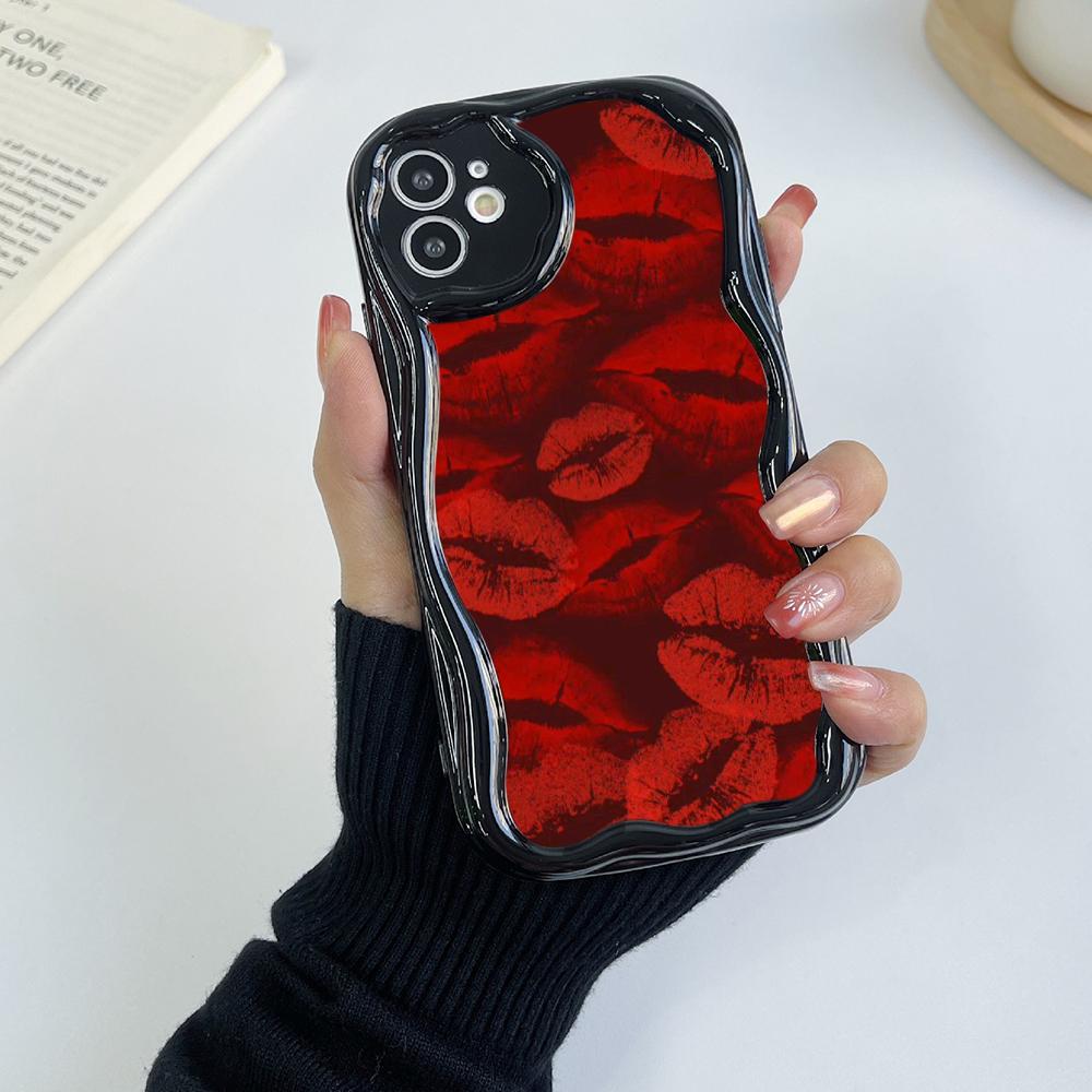 

LZ23 Губы поцелуй Сердце дизайн искусство Прозрачные мягкие волнистые чехлы для телефонов для iPhone 15 13 Pro Max 12 mini 14 8 Plus XS Max XR 6 Защитная задняя крышка for iPhone 12