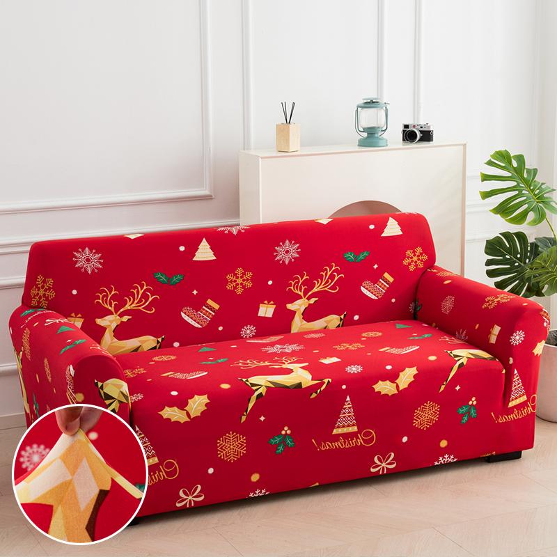 Christmas Sofa Slipcovers Stretch Sofa Cover for Living Room Kids Pets All Inclusive Couch Cover Non Slip Furniture Protector