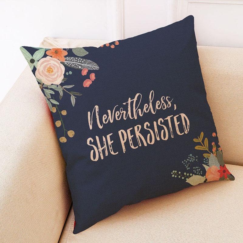 Elegant Letter Print Cotton Linen Pillow Cover For Home Car And Office Decor